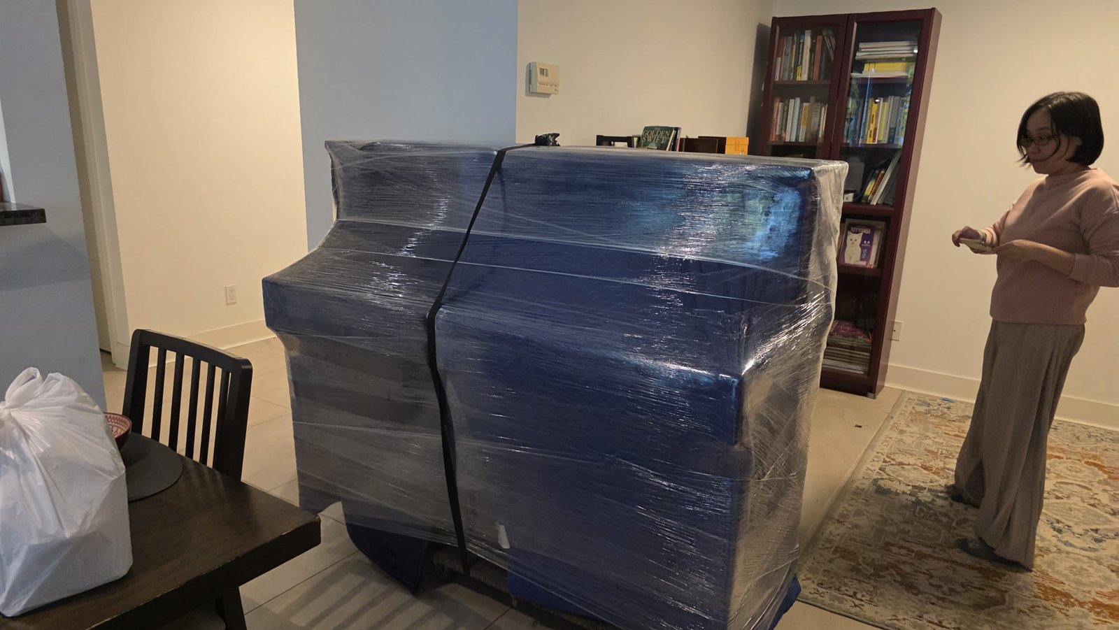 Sofa shrink-wrapped edge to edge by Always Best Moving in Vancouver